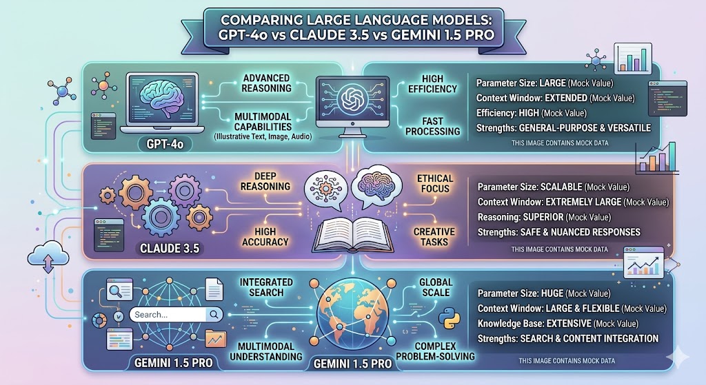 Comparing Large Language Models: GPT-4o vs Claude 3.5 vs Gemini 1.5 Pro
